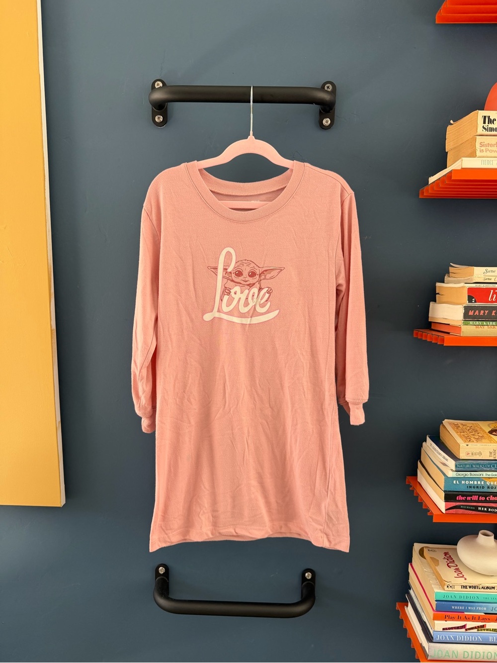 GAP Pink Long Sleeve Nightgown with 'Love' Grogu Graphic